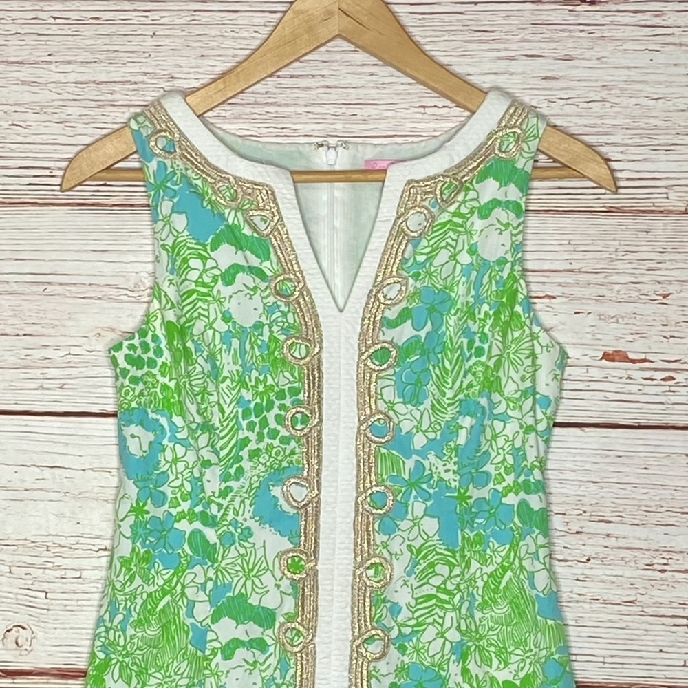 Lilly Pulitzer Janice Shift Dress in Limeade It’s a Zoo Sz 00 - Picture 5 of 14